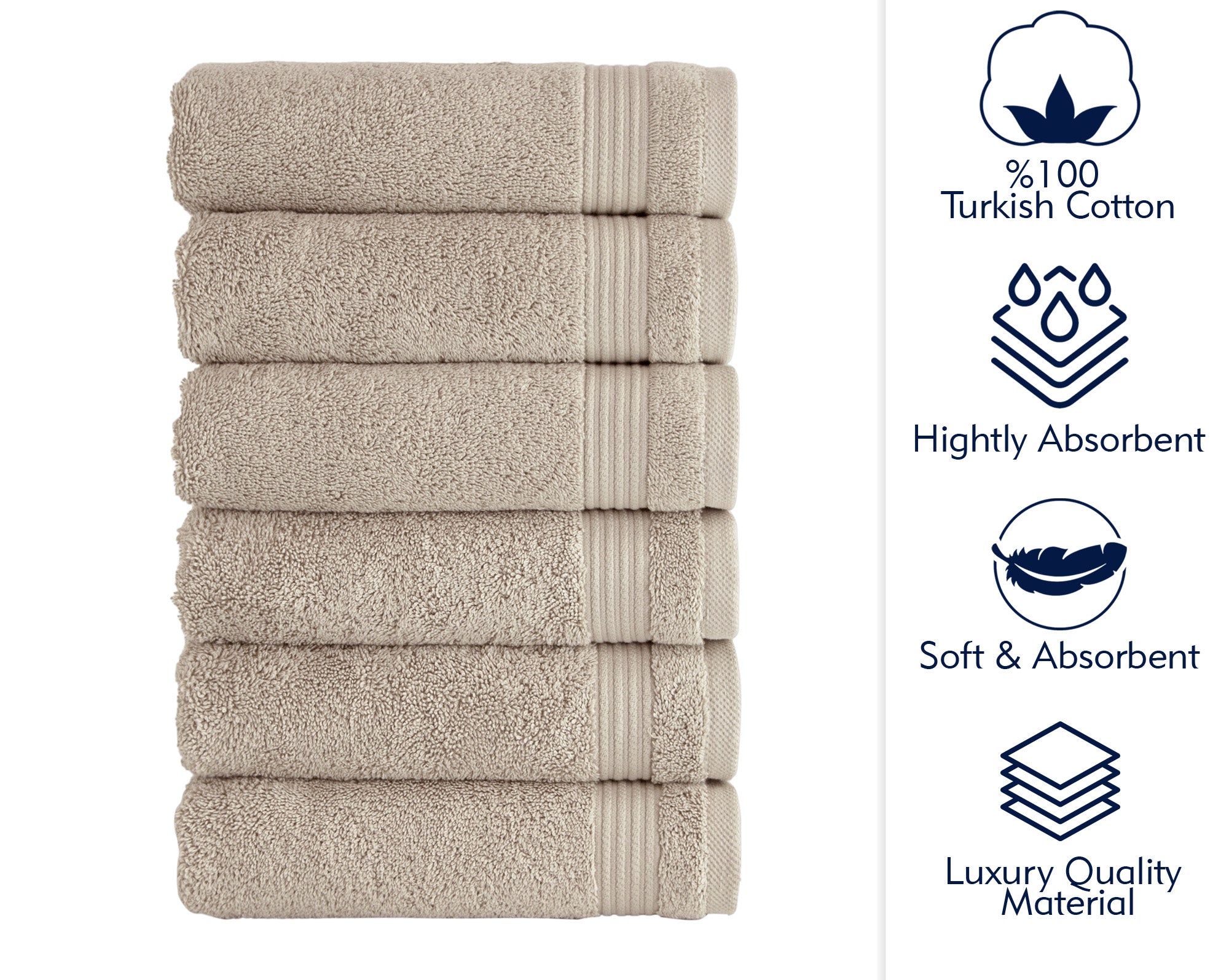 AMADEUS 6 PC HAND TOWEL 16X27