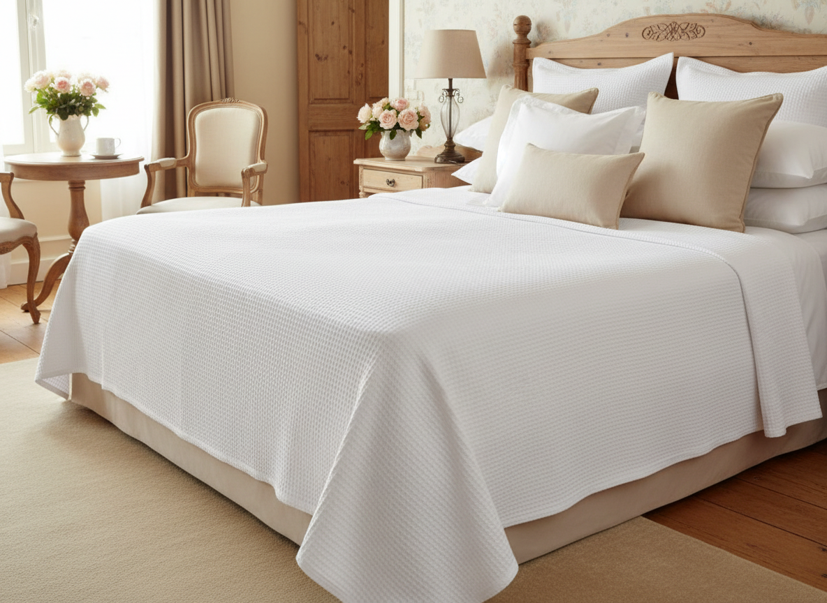 WAFFLE COTTON BED COVER